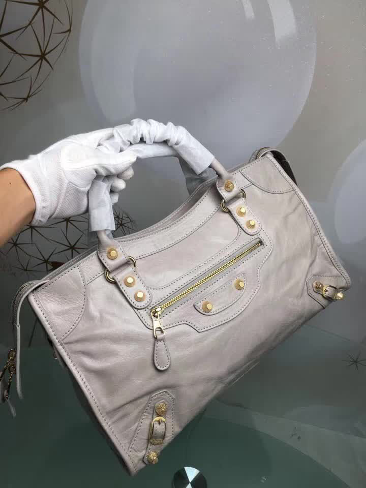 BALENCIAG巴黎世家 義大利進口 原版油蠟頭層牛皮 香皮小銀釘 時尚百搭 手提肩背斜挎包  BL1588